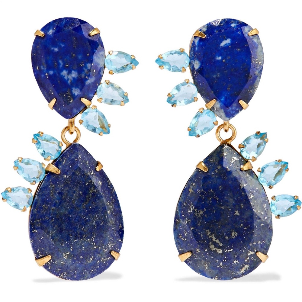 Bounkit - Lapis Lazuli and Quartz Earrings NWOT